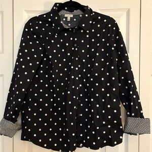 Black Polka Dot Button-Up Shirt